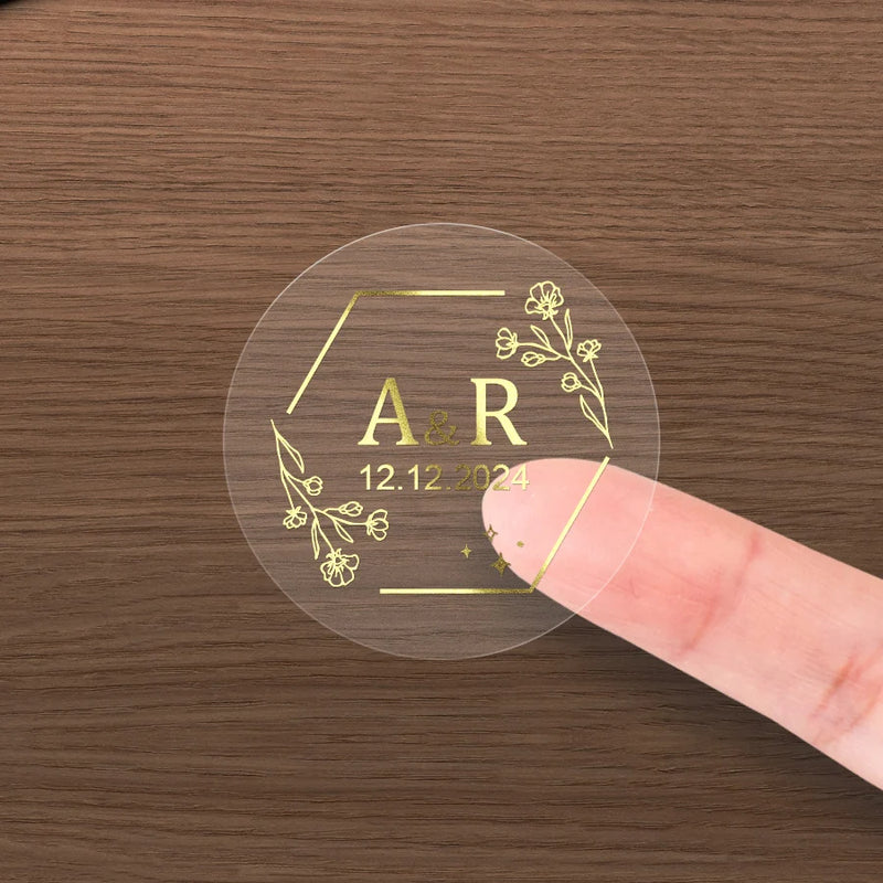 Custom Gold Foil Stickers Wedding nvitation card gift box Personalized Round logo Bridal Party Decoration Hebrew Minor Language