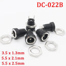 10Pcs 5.5 x 2.1/2.5mm DC-022B DC Jack Adapter 3A 12V 3.5x1.3 DC022B DC Power Supply Charging Socket Female Panel Mount Connector