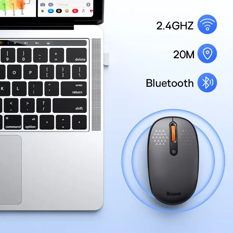 Baseus F01B Mouse Wireless Bluetooth 5.0 Mouse 1600 DPI Silent Click For MacBook Tablet Laptop PC Gaming Accessories 2.4G Mouse