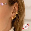 925 Sterling Silver Needle Metal Round Twist Hoop Earrings For Women Europe and America Personality Punk Rock Earrings Jewelry