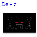 Delviz Wall Power Socket Universal 5 Hole, 2.1A Dual USB Charger Port,146mm*86mm, LED indicator, UK Standard USB Switched Outlet