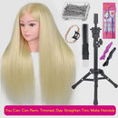 New Female Mannequin Training Doll Head With 70% Real Hair For Hairsyles Hairdressing Cosmetology Dolls Head With Stand Tripod