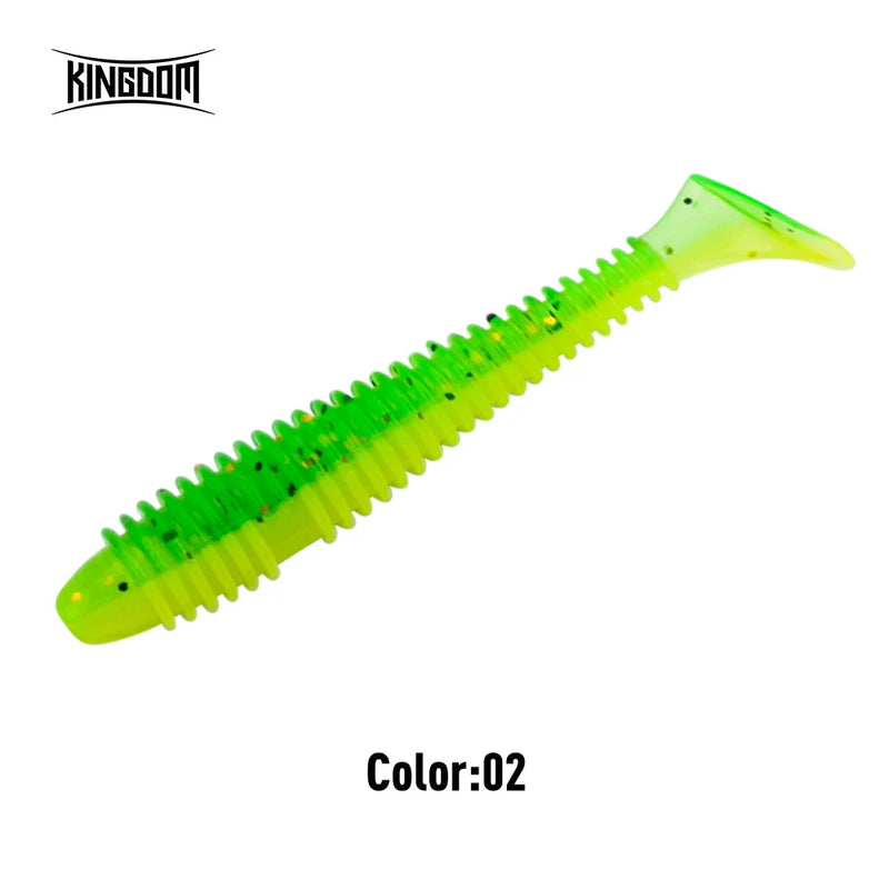 KINGDOM Screw Thread T-Tail Soft Fishing Lures 0.37g 0.8g 1.3g 2.2g Sinking Action PVC Soft Bait Artificial Swimbaits 20pcs/bag