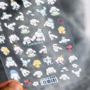 1PCS 5D Cartoon Kuromi Hello Kitty Nail Stickers Sanrio Animation Nail Art Decoration Sanrio Cute Melody Embossed Stickers