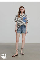 TOYOUTH Women Short Sleeve T shirt 2025 Spring New Tops 8521034