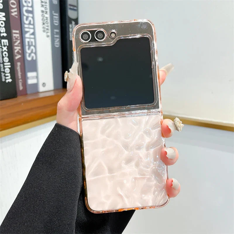 Fashion Simplicity Wrinkles Phone Case For Samsung Galaxy Z Flip 6 5 4 3 Z Flip5 Flip6 Flip4 5G Cover Water Ripple Cute Cases