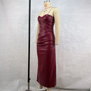 Luxury Leather Strapless Short Dress Women's Sexy Party Curvy Mini Dresses Evening Corset Red Brown Cocktail Autumn Fall 2026