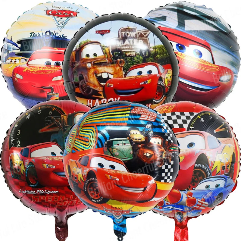 Disney Lightning McQueen Foil Balloons Set,Cars Birthday Decorations, Baby Shower, Race Car, Party Supplies, Gifts, 18Inch, 6Pcs