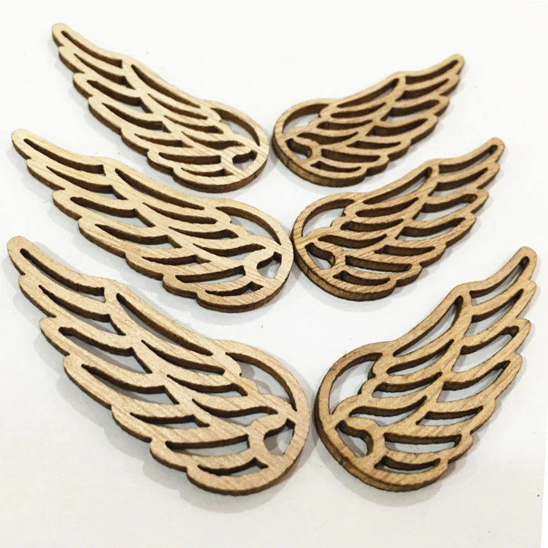 10Pcs Wooden Decor Angel Wings Hollow-Out Wood Chips Wing Patchs Diy Crafts Scrapbook Hand Made Decoration Accessories