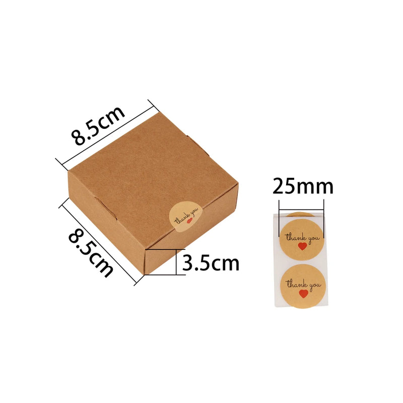 30pcs 3.35x3.35 Inch Kraft Paper Box Folding Box Square for Christmas Holidays Birthdays Wedding Birthday Party Craft Packaging