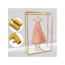 Retail Gold Clothing Racks for Boutique with Wood Shelf Heavy Duty Commercial Garment Clothes Rack Standing Hanging Rack