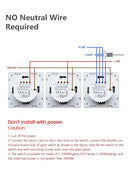 Logen Double-touch Switch 1/2/3Gang 2 Way Stair Switch EU Standard Need't Neutral Wire Glass Panel Wall Switch Stair Switch