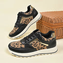 2025 Spring Leopard Print Platform Sneakers Women Black Thick Bottom Vulcanized Shoes Woman Cozy Lace Up Wedge Sport Shoes Woman