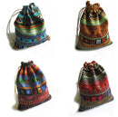 3er-Pack Baumwoll-Geschenkbeutel, mehrfarbig, Tribal Tribe, Kordelzug, Schmuckbeutel, Beutel, Verpackung, Aufbewahrung, chinesischer Ethno-Stil, 9,5 cm x 12 cm