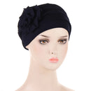 Trendy Crinkle Women's Hijab Solid Color Muslim Ladies Turban Bonnet Flower Decor Ramadan Head Wrap Head Scarf Indian Hats