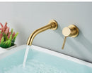 Black Basin Faucet Wall Mounted Gold 360° Rotating Bathroom Sink Faucets Embedded Hot Cold Water Mixer Tap Dual Hole Basin Crane