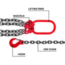 SucceBuy 4T Chain Sling 1M/2M x 8MM Four Leg with Powder Coating Steel Hook - Grade 80 High Temperature Resistance for Lifting