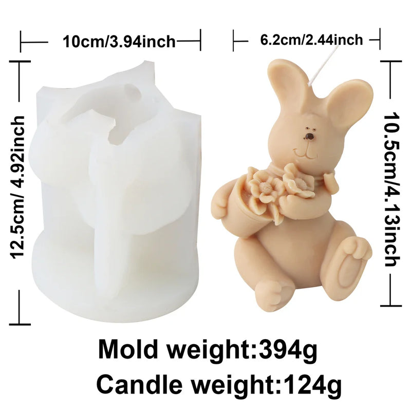 Multi Style Easter Rabbit Candle Silicone Moulds 3D Animal Crafts Resin Gypsum Soap Mold DIY Ice Block Baking Tool Home Gift