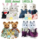 Easter Bunny 10-18Pcs Forest Family Miniture Animals Doll Toy Simulation 1:12 Reindeer Panda Figure Girl Dollhouse Birthday Gift