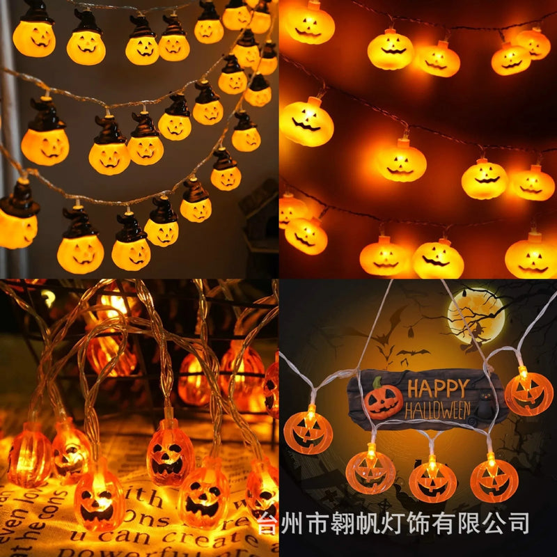 2024 Halloween Party Led String Lights Pumpkin Ghost Spider Web Hanging Lamp for Halloween Home Indoor Outdoor Decoration Props