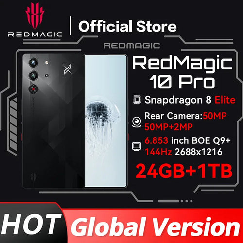 World Premiere Global Version RedMagic 10 Pro 5G Gaming Phone 6.853" Snapdragon 8 Elite 7050mAh 80W Charge 50MP NFC