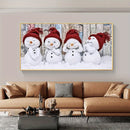 1 Canvas Christmas Snowman Painting Cute Four Snowmen Print Poster Living Room Bedroom Office Home Decorative Painting