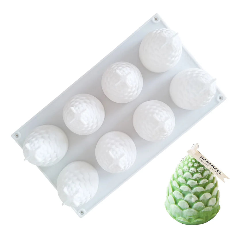 3D Pine Cone Candle Silicone Mold DIY Multicavity Pine Nut Resin Soap Making Set Chocolate Cake Ice Mould Christmas Decor Gift