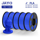 JAYO 3D Printer Filament PLA Series 1.75MM 5Rolls/10Rolls High Strength 100% No Bubble Neatly Wound for FDM DIY Gift Material