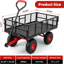 Steel Garden Dump Cart, 880lbs Heavy Duty Yard Dump Utility Cart w Removable Mesh Sides, Utility Metal Wagon with 180° Rotating