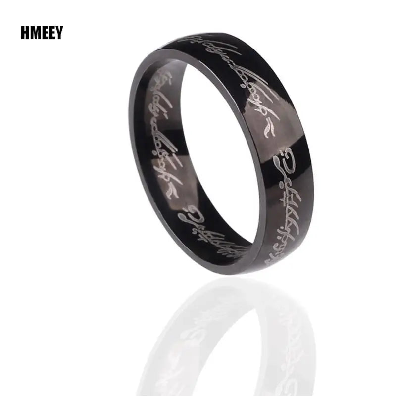 Vacuum Plating Midi Stainless Steel One Ring of Power 3D Carved Refined Wedding Ring Lovers Women Men Fashion Jewelry Wholesale