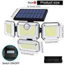 20 W superhelle Solarleuchten, 122/333 LEDs, IP65 wasserdicht, für den Außen- und Innenbereich, Solarlampe mit verstellbarem Kopf, großer Beleuchtungswinkel