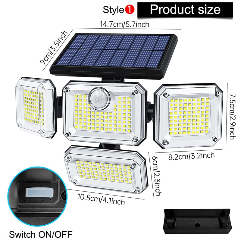 20w Super Bright Solar Lights 122/333led IP65 Waterproof Outdoor Indoor Solar Lamp With Adjustable Head Wide Lighting Angle