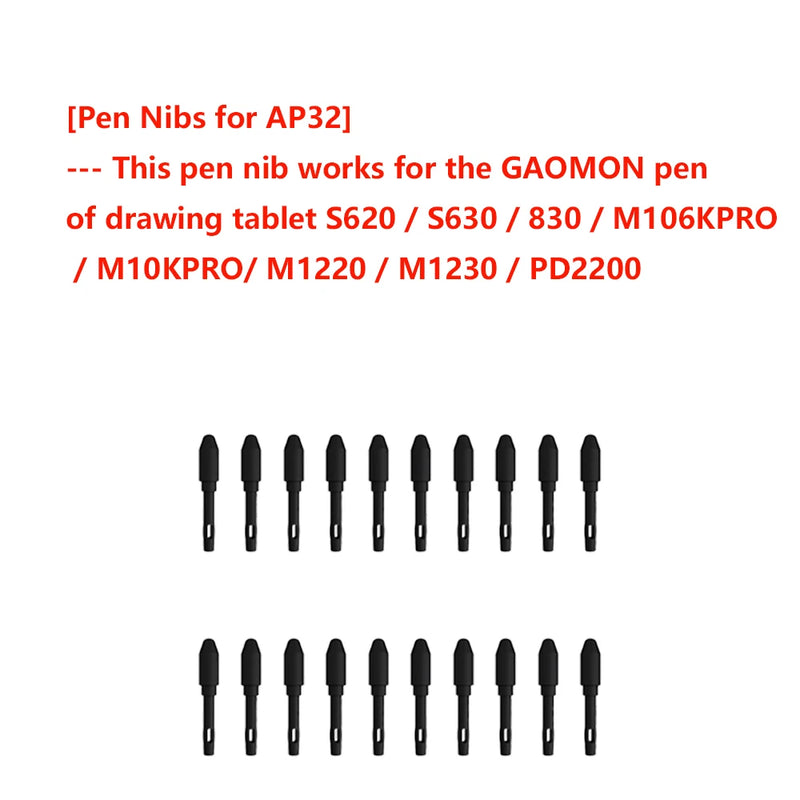 10 / 20 Pack Replacement Nibs For GAOMON ArtPaint Pen AP10 / AP20  AP31/ AP32 / AP40 / AP50, Graphics Tablet for Drawing Stylus