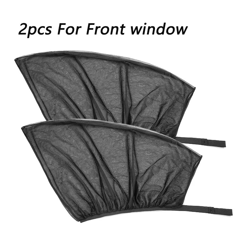 2/4pcs Car Window Screen Door Covers Front/Rear Side Window UV Sunshine Cover Shade Mesh Car Mosquito Net For Baby Child Camping