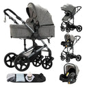 Compact Stroller 3 IN 1, Carseat Stroller Combos, Baby Stroller Multifunctional High Landscape Baby Pram for Toddlers Infant Car