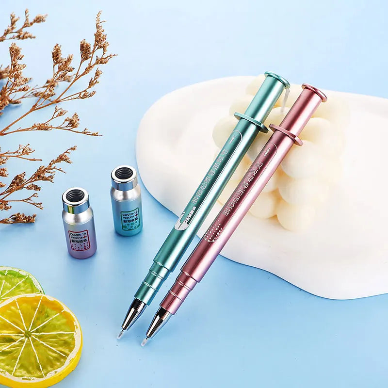 1Pcs Creative Luminous Syringe Modelling Neutral Pen Gel Signature Pens Students Nurse Gift Stationery