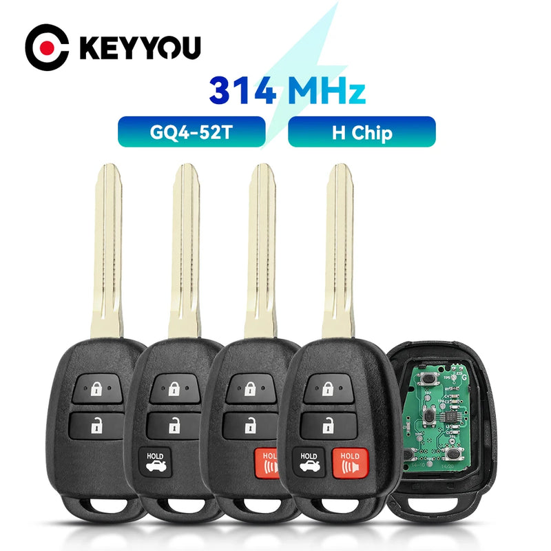 KEYYOU FSK GQ4-52T For Toyota RAV4 LE XLE Highlander LE 2013- 2017 Sequoia Tundra Tacoma 314.4Mhz /315mhz H Chip Remote Car Key