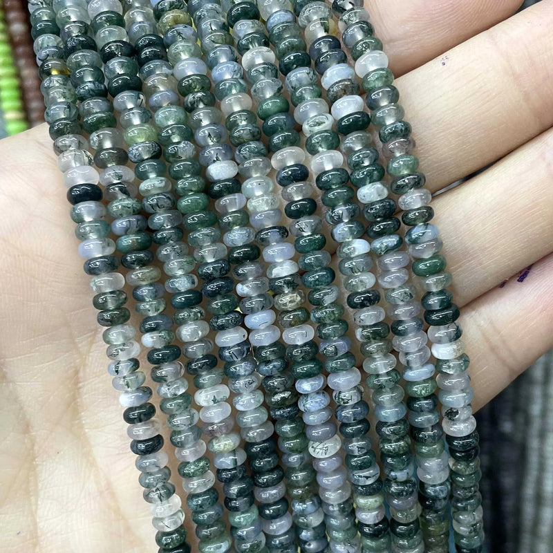 Natural Agates Tiger Eye Chalcedony Jades Stone Round Rondelle Spacer Beads For Jewelry Making Diy Bracelet Accessories 2X4mm