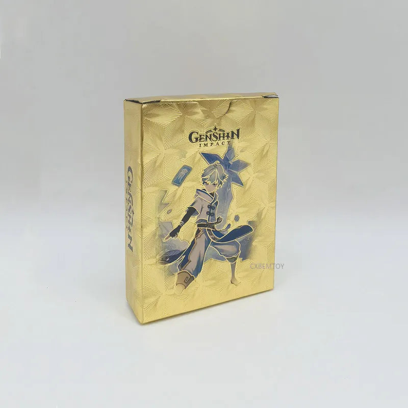 Genshin Impact Tarding Card PVC 55Pcs Golden Cards/Box Klee Kamisato Ayaka ZhongLI Anime Collections Toys For Boys Kids