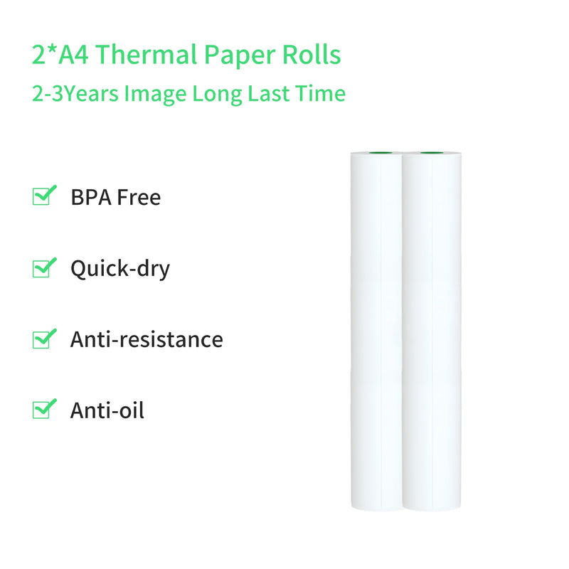 A4 Thermal Paper Compatible with PeriPage A40 Thermal Printer Quick-dry Perfect for Photo Picture Receipt Memo PDF File Print