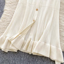 SINGREINY Summer OL Knit Dress 2025 Women V Neck Button Design Slim Mermaid Sundress Fashion Elastic Solid Bohemian Long Dress