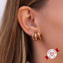 925 Sterling Silver Ear Needle Metallic Style Minimalist Triple Band Chunky Open Hoop Earrings for women Stylish Wedding Jewelry