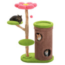 Large Cat Tree with 4 Spacious Condos Thick Scratching Post Flower Top Bed Tall Cat Tower for Indoor Luxury Cat House Bed Toys