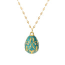 Greatera Colorful Enamel Easter Egg Pendant Necklaces for Women Guilloche Locket Egg Gold Plated Chain Necklaces Party Jewelry