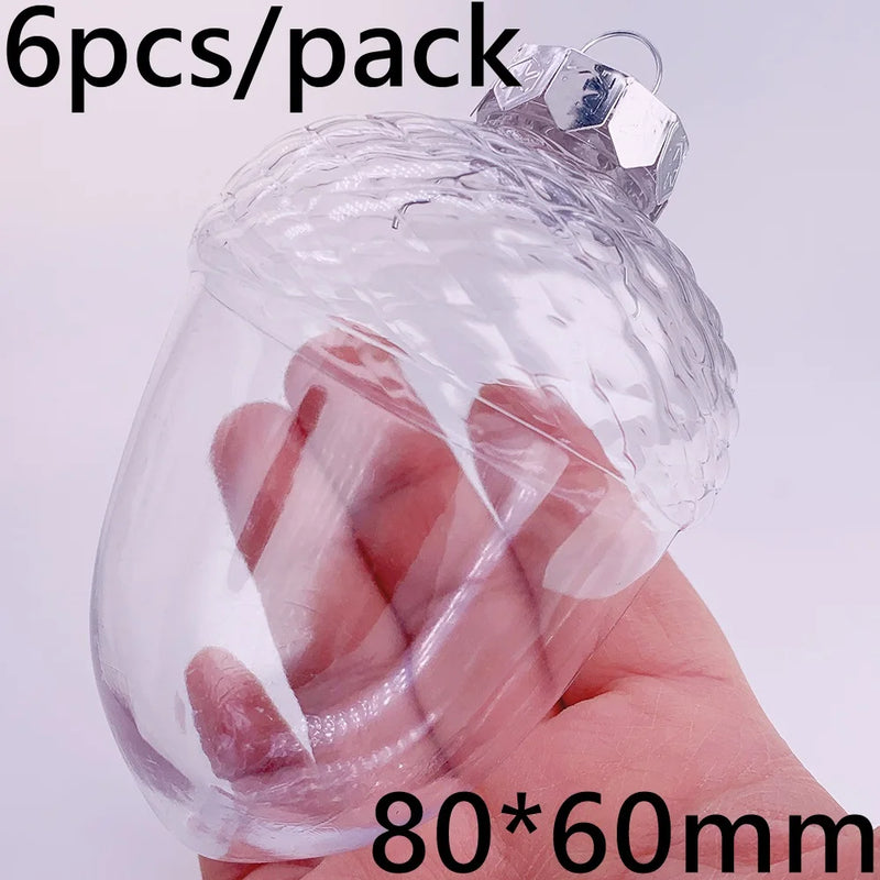 6 Pieces x DIY Shatterproof Transparent Home Christmas Decoration Bauble Ornament 80mm Plastic Window Opening Ball