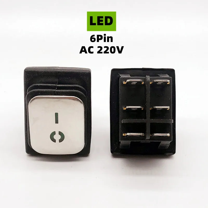 KCD4 Stainless steel waterproof rocker switch ON-OFF4/6Pin electrical equipment switch with LED power supply 16A 250V/20A 125VAC