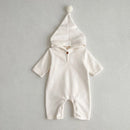 Infant Baby Girls Jumpsuit Long Sleeved Solid Color Hooded Toddler Baby Girl Romper Autumn Spring Baby Girl Clothing