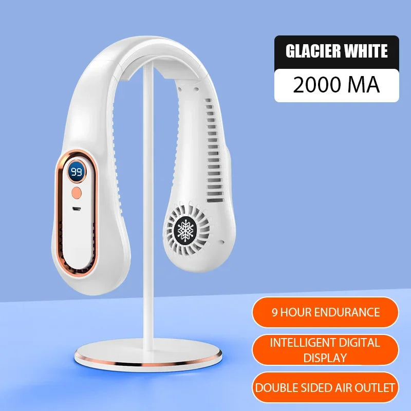 Hanging Neck Fan Digital Display Power Ventilador Bladeless Neckband Fan Portable Mini Air Cooler USB Rechargeable Electric Fans