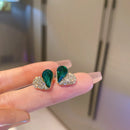 Fashion Personalized Stud Earrings Crystal Studded Heart Earrings for Women Charm Sparkle Luxury Designer Jewelry