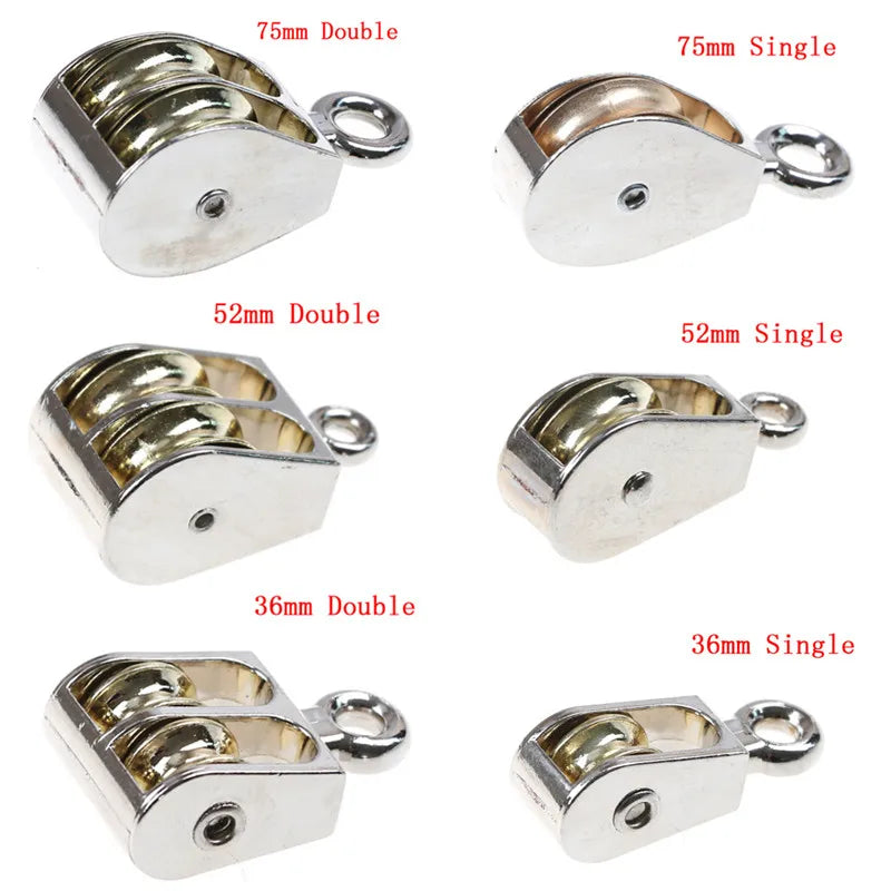 36/52/75mm Metal Sheave Zinc Alloy Fixed Pulley Crown Block And Tackle Lifting Wheel Mini Single/Double Pulley For DIY